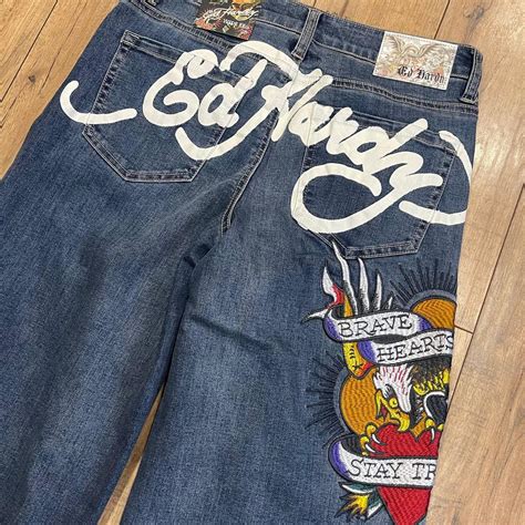 Ed Hardy 32 Brave Eagle Wide Leg Jean Size Depop