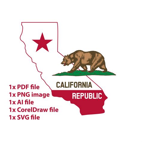 California State Map With Flag Png Clipart State Of Etsy