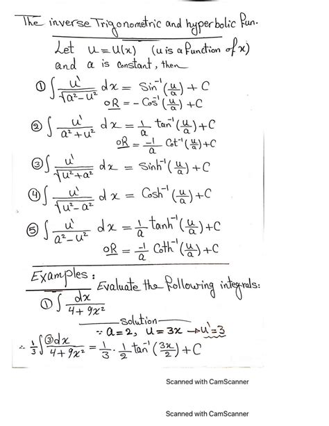 Solution Math Calculus Inverse Of Trigonometric And Hyperbolic