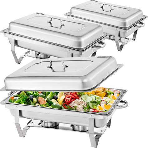 3 Packs 9l 8 Quart Stainless Steel Chafing Dishes 2 Half Size Pans