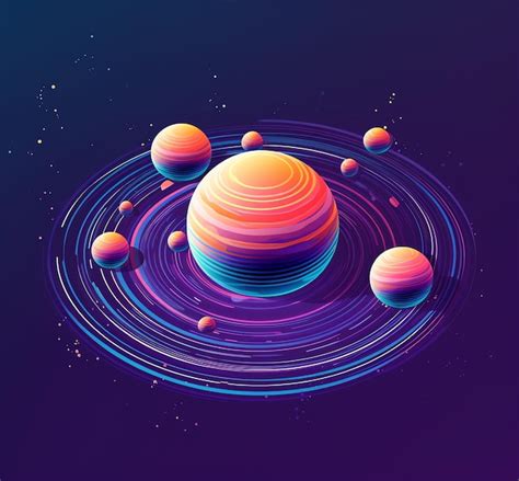 Premium Photo A Colorful Planet With Circles And Rings