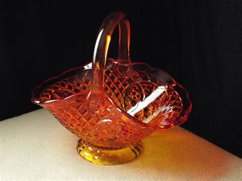 Vintage Indiana Glass Canterbury Sunset Amberina Basket Etsy