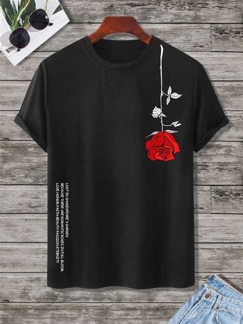 Hombres Camiseta Con Estampado Floral Con Slogan Moda De Mujer