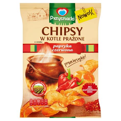 Przysnacki Chipsy w kotle prażone papryka czerwona 125 g kalorie kJ