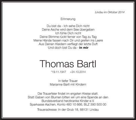 Traueranzeigen Von Thomas Bartl Schwaebische De Trauerportal