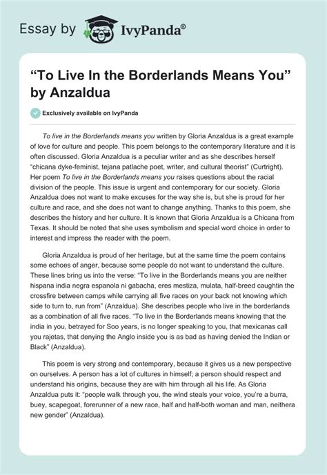 To Live In The Borderlands Means You By Anzaldua 595 Words Essay