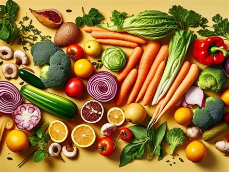 Premium Ai Image Vibrant Assortment Of Fresh Vegetables And Fruits On