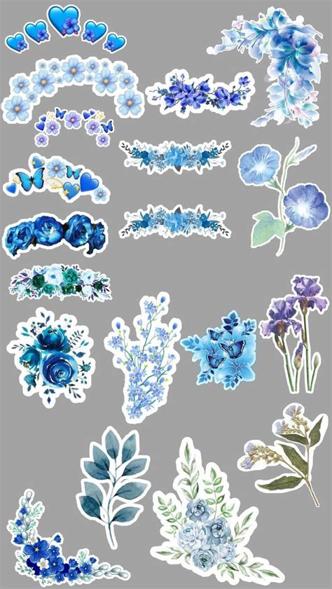 Flores Vintage Aesthetic Stickers Printables Blue Scrapbook Vintage