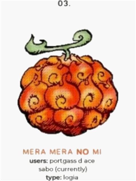 "Portgas D Ace devil fruit "mera mera no mi"" Sticker for Sale by ...