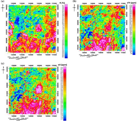 Radiometric Maps A Potassium K Concentration Gridded Map In B Download Scientific Diagram