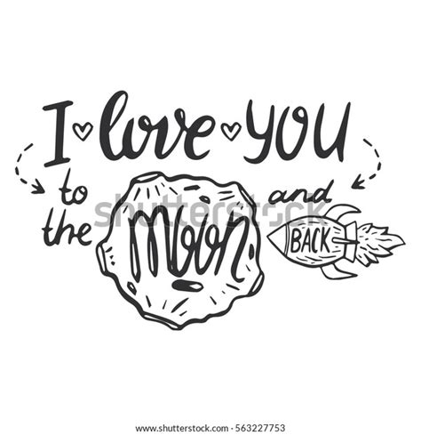 Love You Moon Back Vector Calligraphy Stock Vector Royalty Free 563227753 Shutterstock