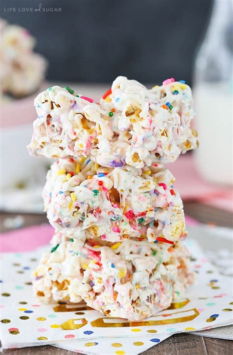 Funfetti Marshmallow Popcorn Treats Life Love And Sugar