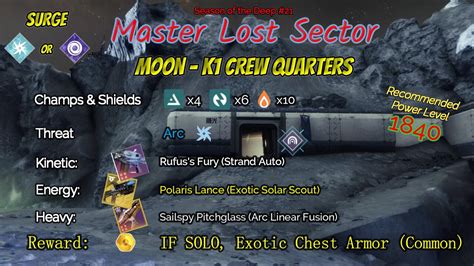 Destiny Master Lost Sector Moon K Crew Quarters On My Arc Titan