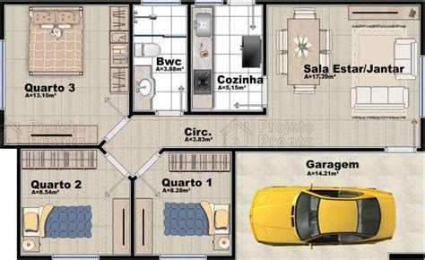 18 Plantas De Casas Térreas Com 3 Quartos Para Você Se Inspirar