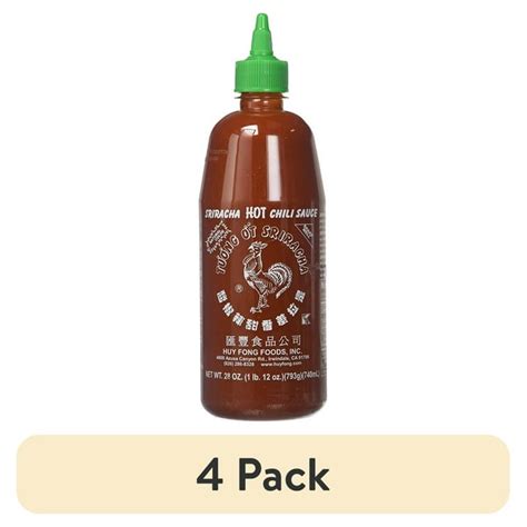 4 Pack Huy Fong Foods Sriracha Hot Chili Sauce Bottle Large 28 Oz