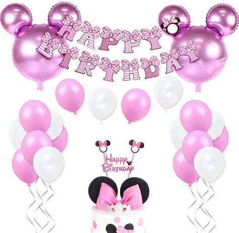 Buy JOYMEMO Cartoon Mouse Theme Birthday Decorations Set Pink Cartoon