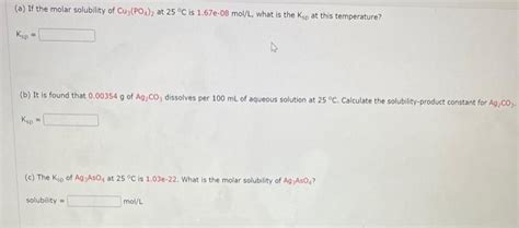 A If The Molar Solubility Of Cu Po At C Is Chegg