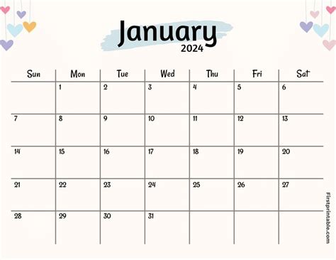 January 2024 Calendar With Holidays Customizable Calendar Free