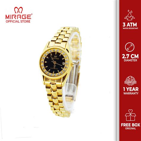 Jual Mirage Jam Tangan Analog Wanita Permata Mewah RX Gold 1580