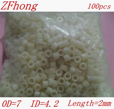 100pcslot M42mm Abs Nylon Round Spcaer Standoff Pcb Board Spacer Od7mm X Id42mm2mm In