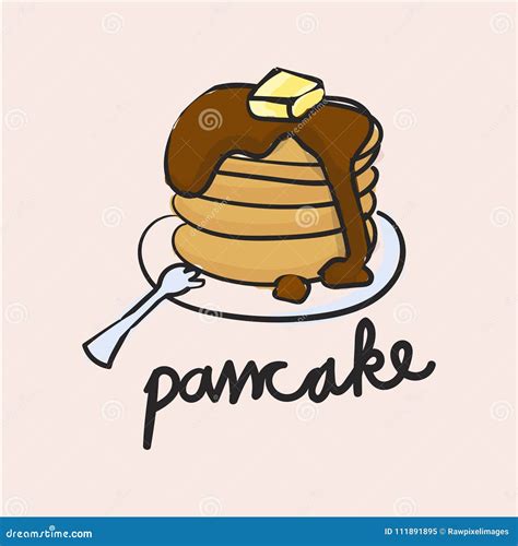 Illustration Drawing Style Of Pancake Stock Illustration Illustration