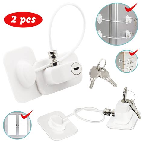 SHELLTON 2 Pack Refrigerator Door Locks with 4 Keys, File Drawer Lock ...