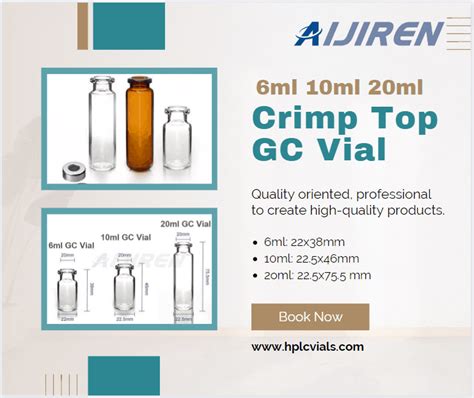 6 20mL 20mm Crimp Top GC Headspace Vial Aijiren Vials For HPLC GC