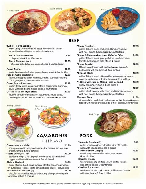 Menu At Fiesta Tapatia Restaurant Cheraw