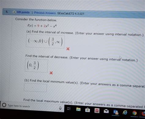 Solved 5 018 Points Previous Answers SEssCalcET2 4 3 027 Chegg