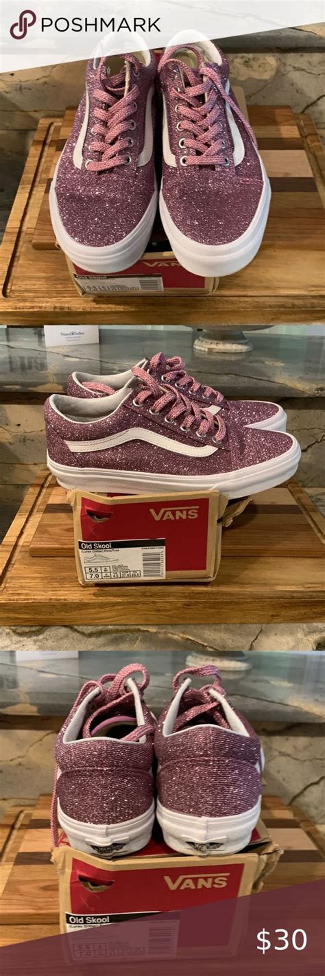 Size 7 Women Pink Glitter Vans Glitter Vans Pink Glitter Vans Shoes Boat Shoes Closet Size