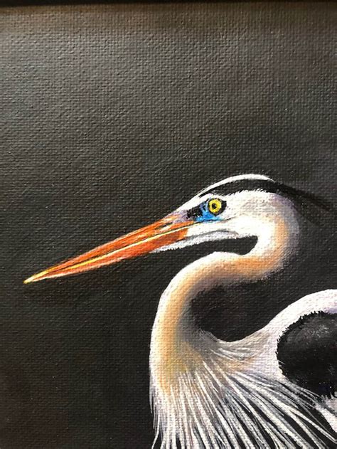 Great Blue Heron Painting Bird Painting Original Framed Art - Etsy