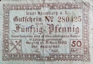 Banknote Pfennig German Notgeld Naumburg A S Gra N A Tie