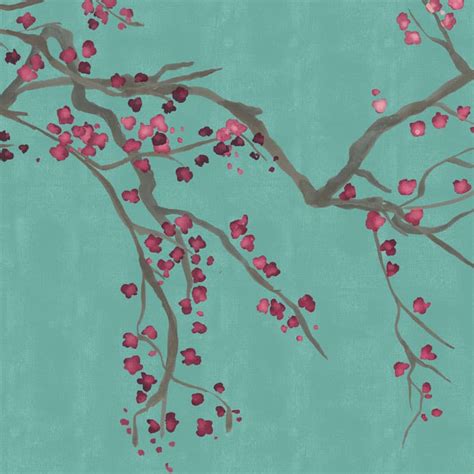 Teal Cherry Blossom Wallpaper Mural Feathr Wallpapers