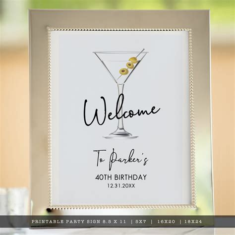 Retro Cocktail Welcome Signs Grey And White Sign Printable Etsy