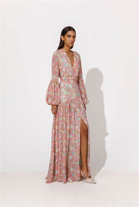 Livy Printed Maxi Dress With Straps By Malina Official Designer