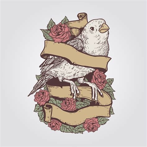 Premium Vector Bird Vintage Rose