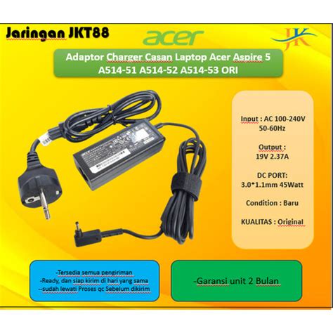 Jual Adaptor Charger Casan Laptop Acer Aspire A A A