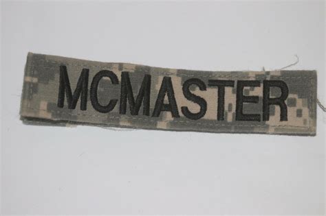 MCMASTER GENUINE US ARMY ISSUE PAINTBALL ETC NAME TAPE CLOTH BADGE ACU ...