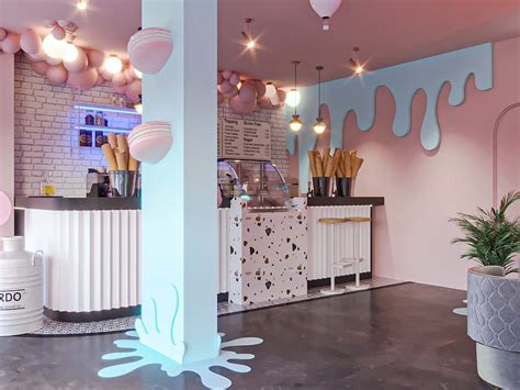 Pink Color Ice Cream Store Most Popular Lovely Gelato Shop Design