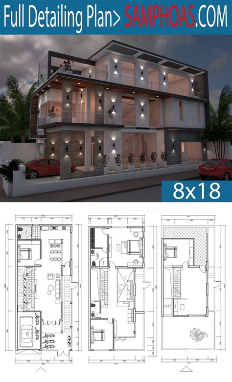 4 Bedroom Home Design Plan 7 5x9m Samphoas Plansearch C1D