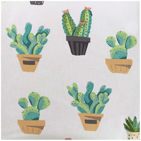 Tissu Enduit Coton Cactus Ivoire Vert X Cm Ma Petite Mercerie