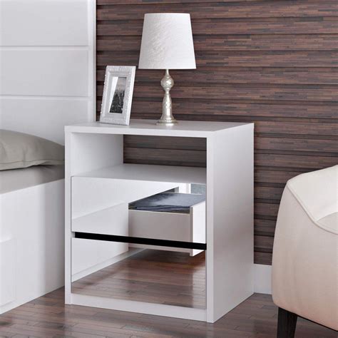 Mesa De Cabeceira Espelhado 2 Gavetas 807E Foscarini Branco Mesa De