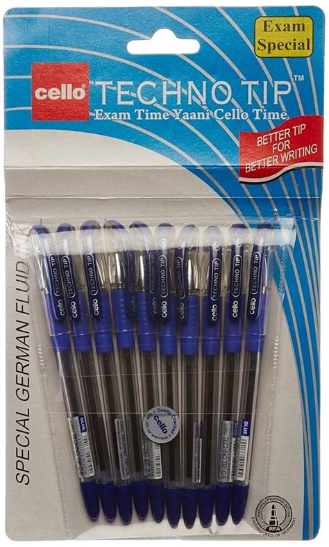 Cello Technotip Pen Top Ball Point Mm Smooth Writing Blue Brand