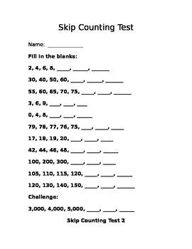 skip counting tests  millers multitude  resources tpt