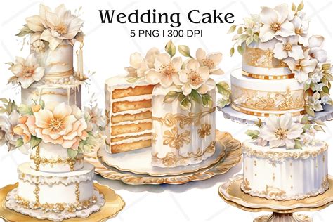 Wedding Cake Floral Watercolor Clipart Graphic By Rabbyx Creative Fabrica