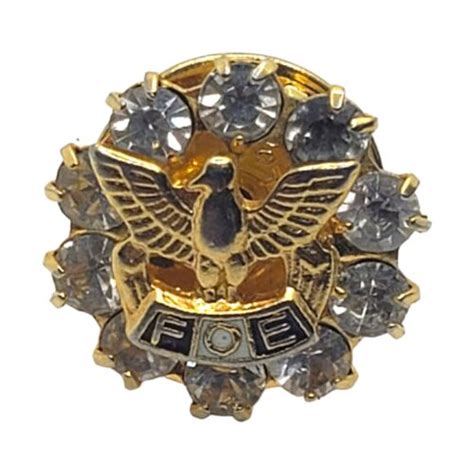 Vintage Foe Fraternal Order Of Eagles Rhinestone Gold Gem