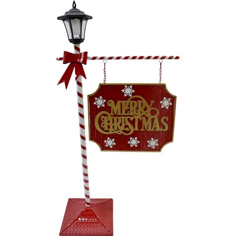 Fraser Hill Farm Lamp Post With Merry Christmas Sign And Solar Lantern