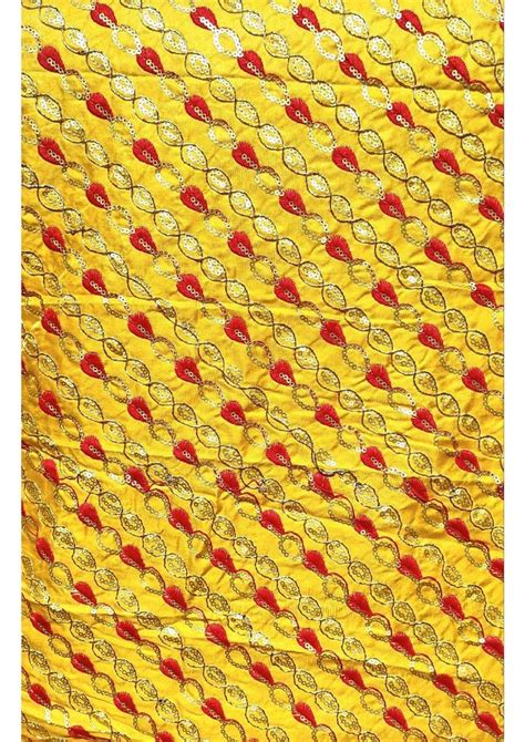 Yellow Zari Work Embroidered Silk Fabric At Rs 185 Meter Silk Fabric