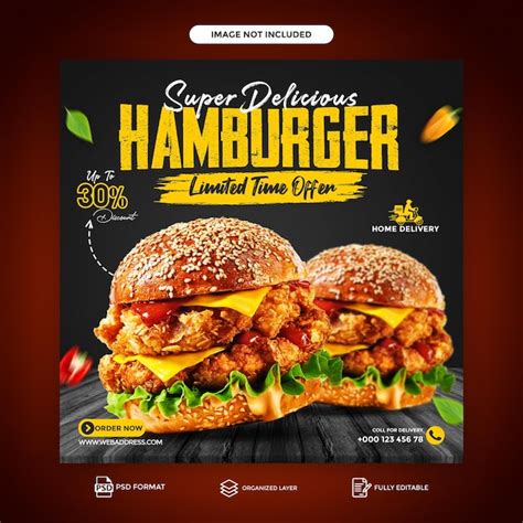 Premium Psd Psd Super Spicy Delicious Burger And Food Menu Social