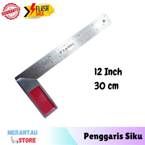 Jual Penggaris Siku Tukang 30cm 12 Inch Tebal Pasekon Pengukur Sudut